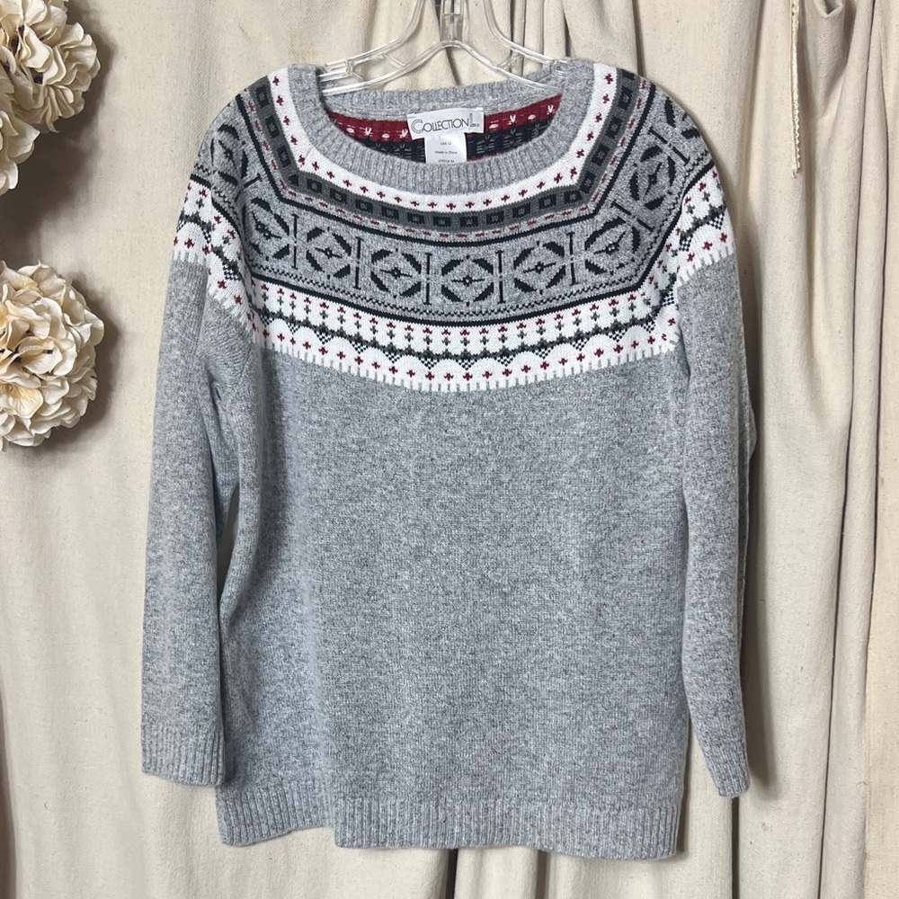 Collection L Gray Patterned Women's Sweater size M
